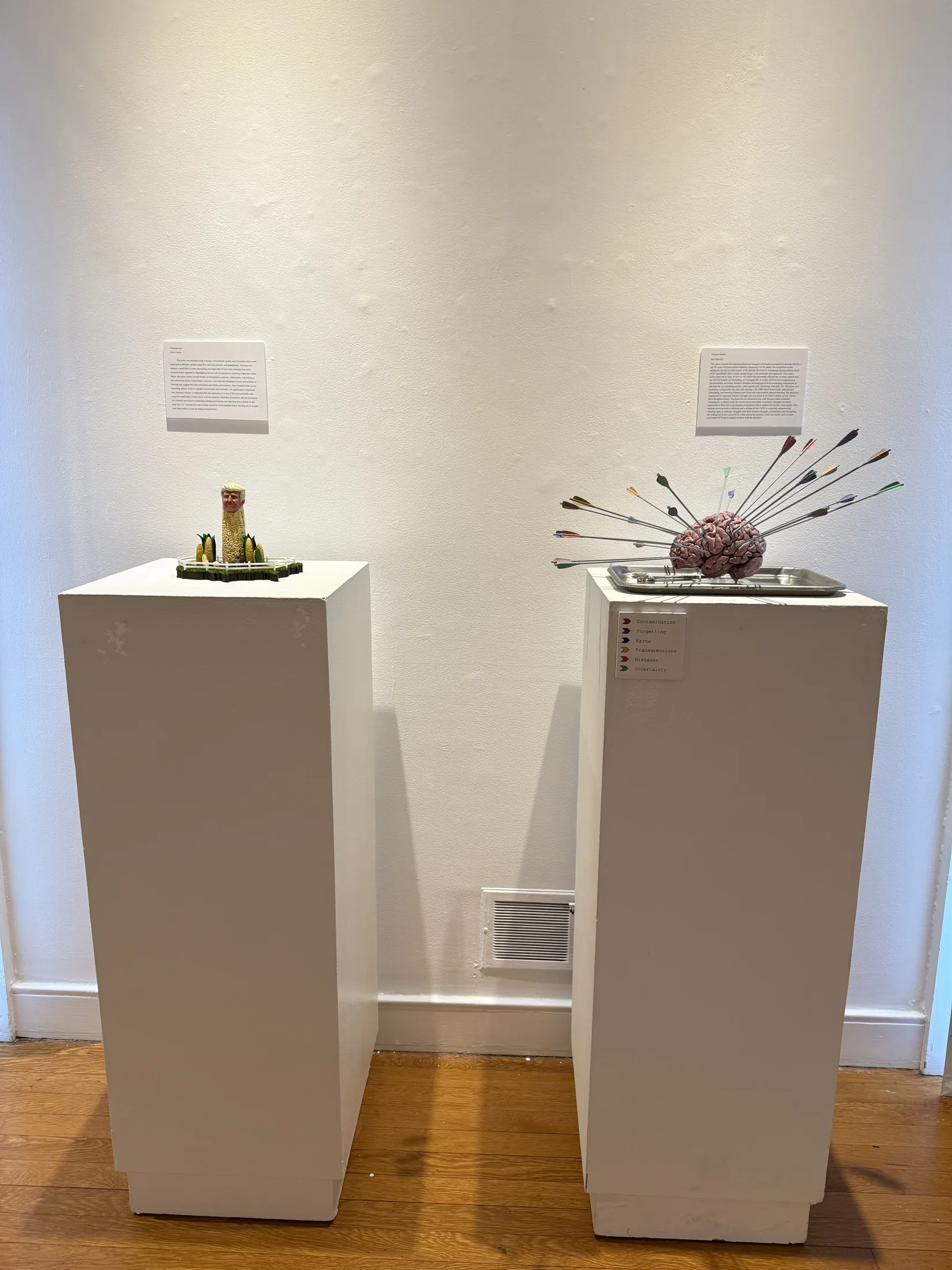 Pedestal works installed in Pixels to Pieces.