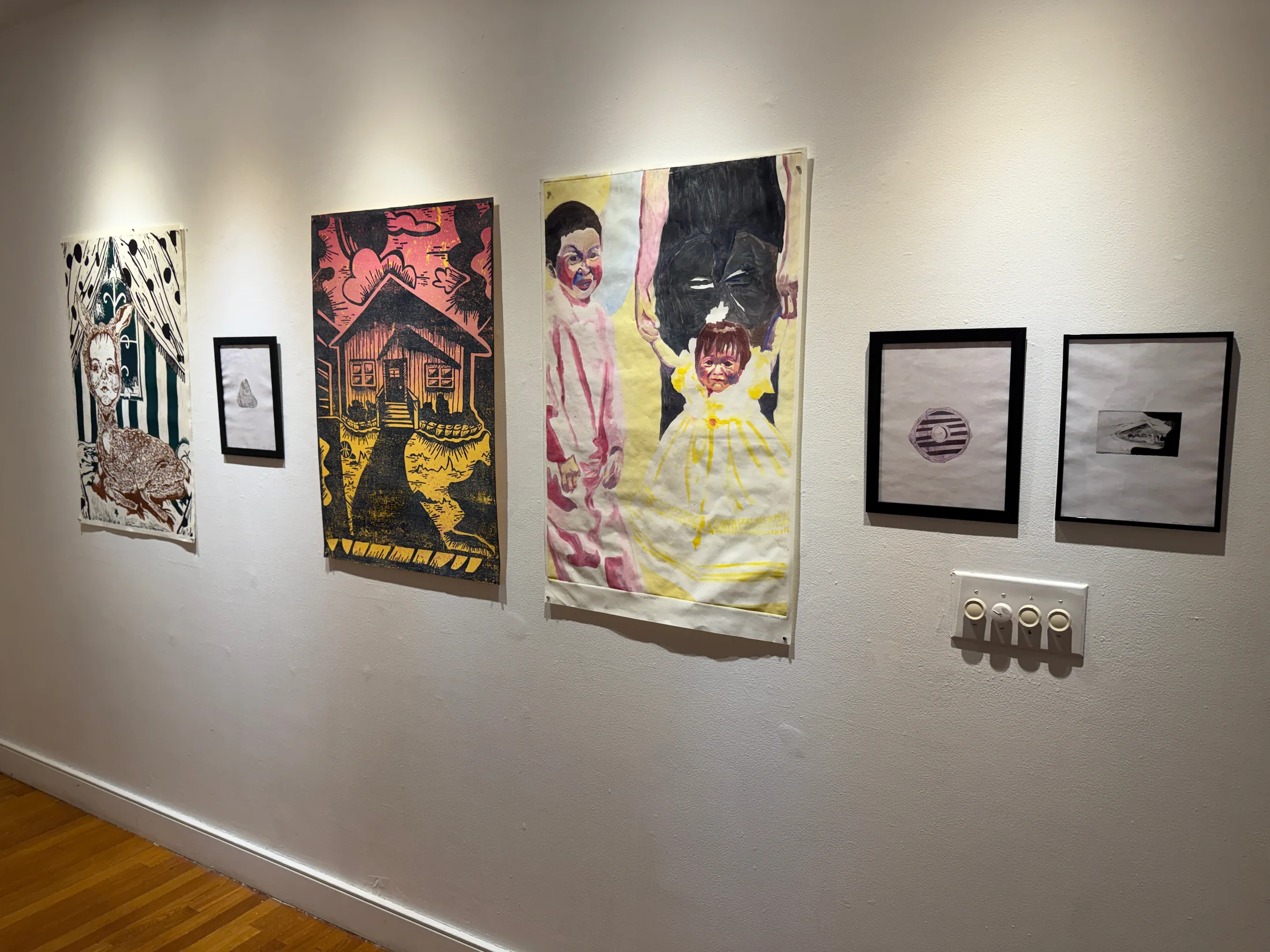 Installation view of student prints.