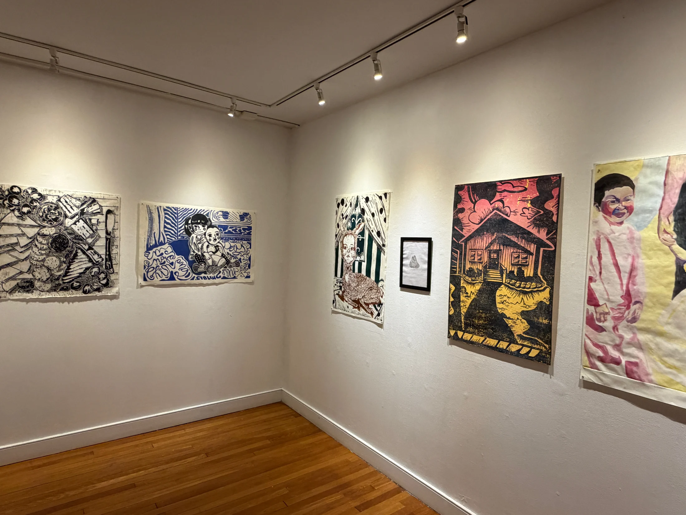 Corner installation view of Big & Small Prints.